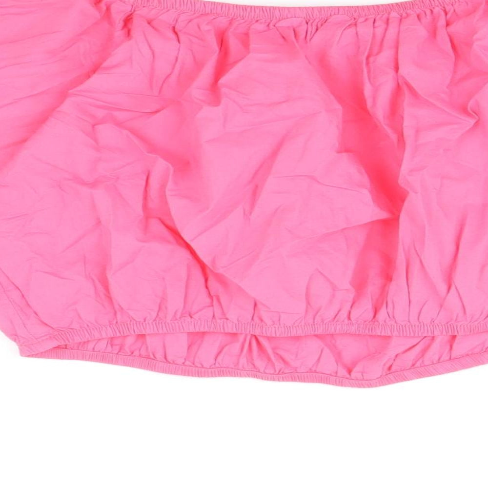 Marks & Spencer Womens Pink 100% Cotton Basic Blouse Size 14 Off the Shoulder