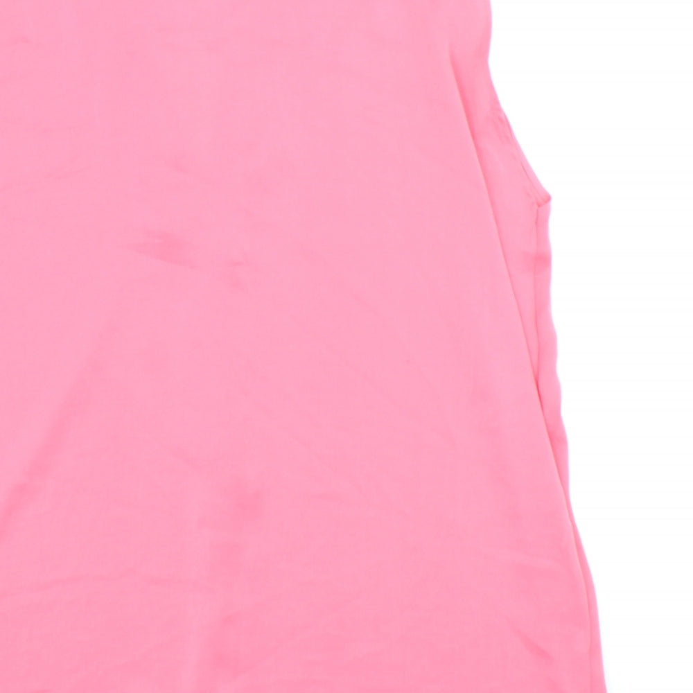 Marks & Spencer Womens Pink Polyester Basic Tank Size 14 V-Neck