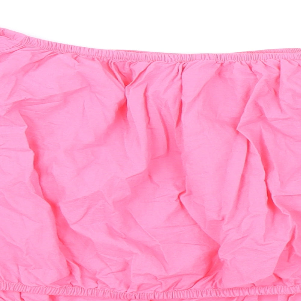 Marks & Spencer Womens Pink 100% Cotton Cropped Blouse Size 20 Boat Neck - Flower Detail