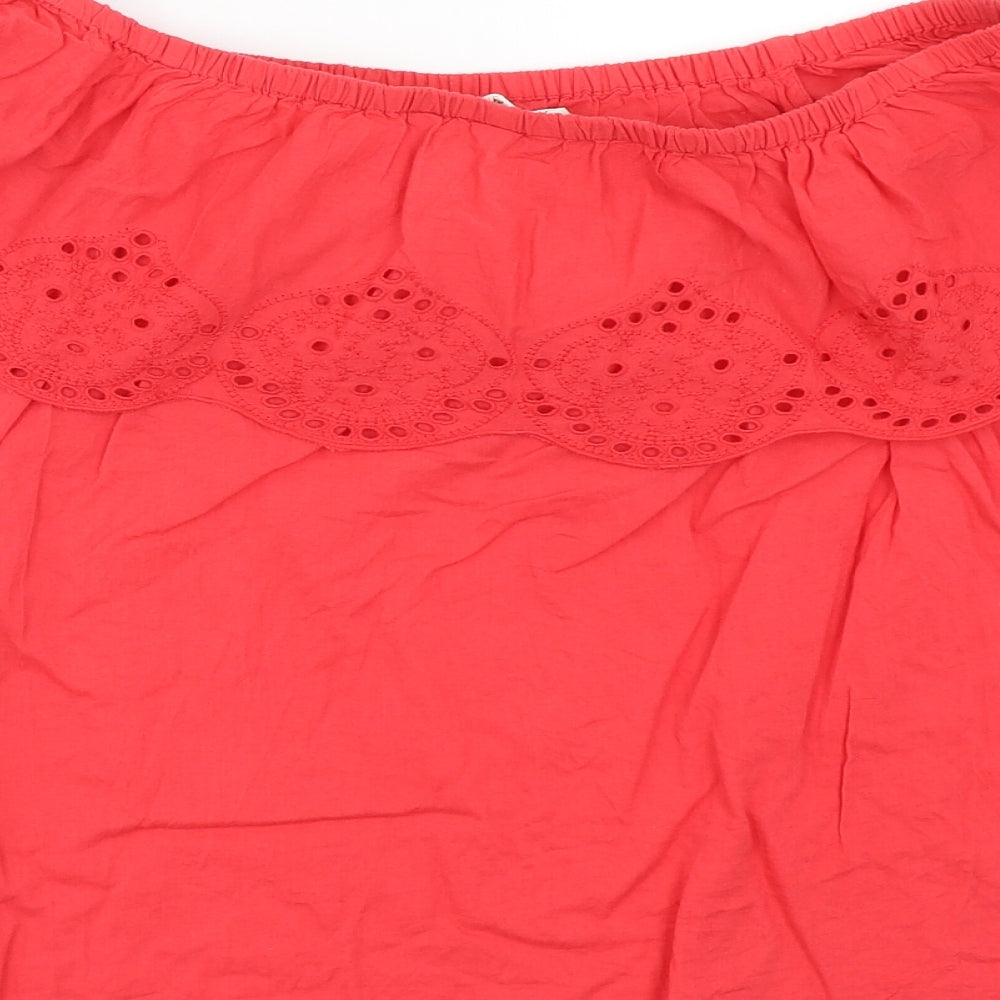 H&M Womens Pink Cotton Basic Blouse Size 10 Off the Shoulder