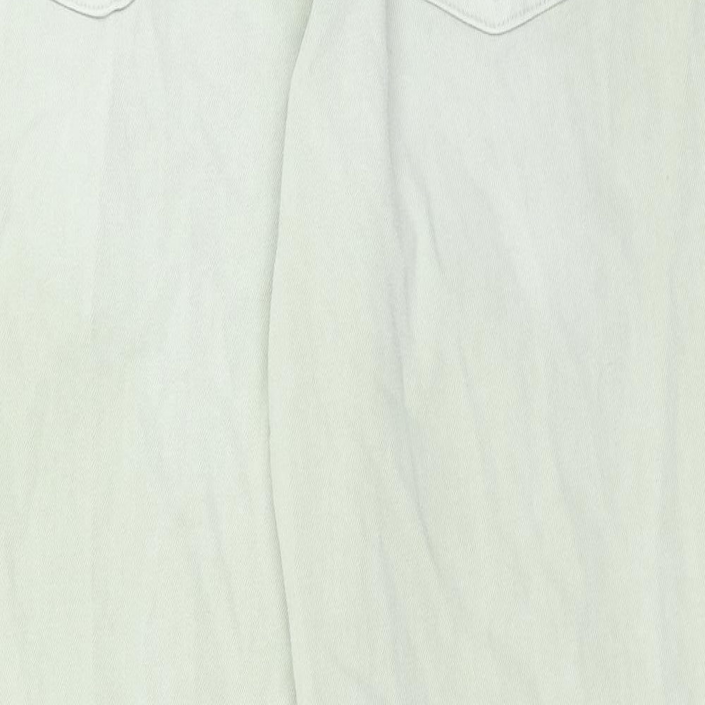 Marks & Spencer Womens Green Cotton Skinny Jeans Size 12 Regular Button