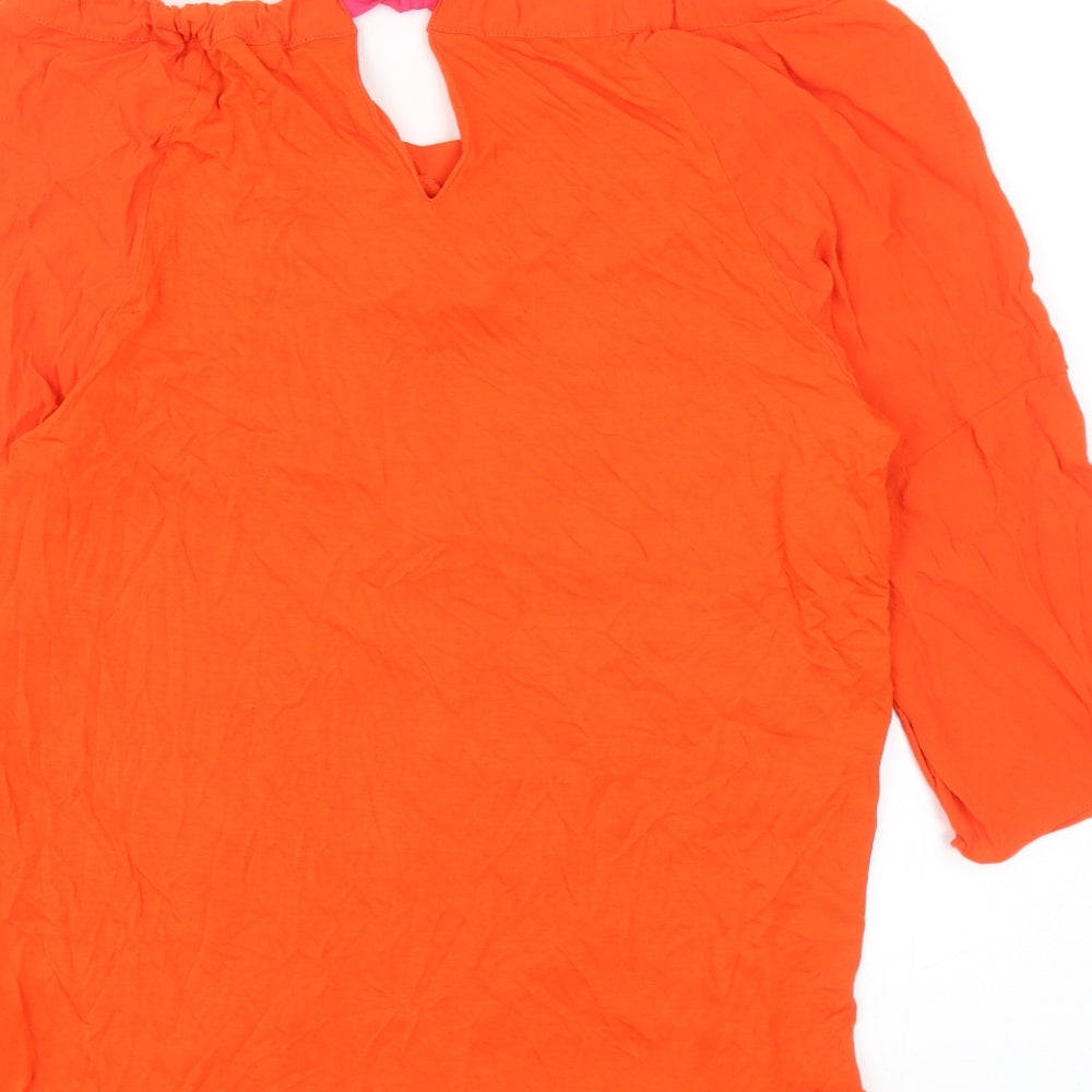 Oui Womens Orange Viscose Basic Blouse Size 12 Off the Shoulder
