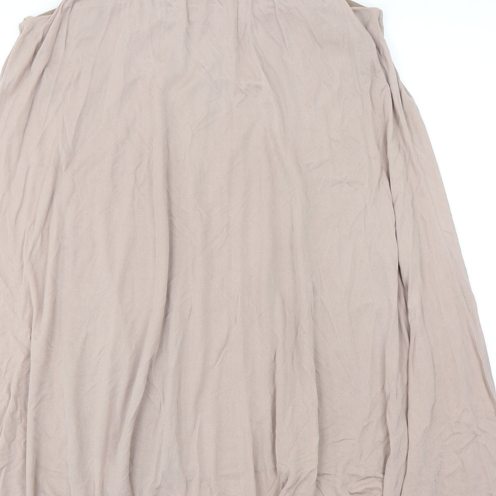 Preworn Womens Beige Polyester Trapeze & Swing Size 10 Round Neck Pullover - Embellished Neckline