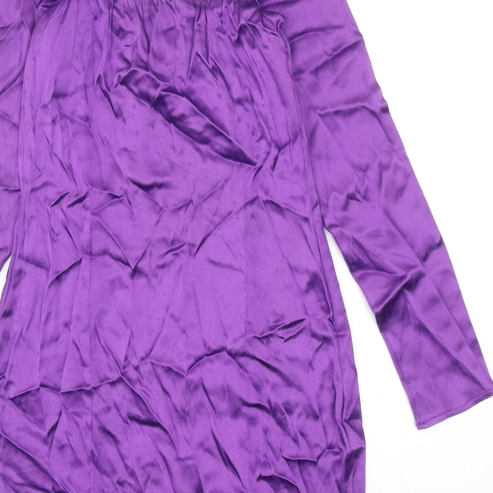 Zara Womens Purple Viscose Mini Size M Scoop Neck Pullover