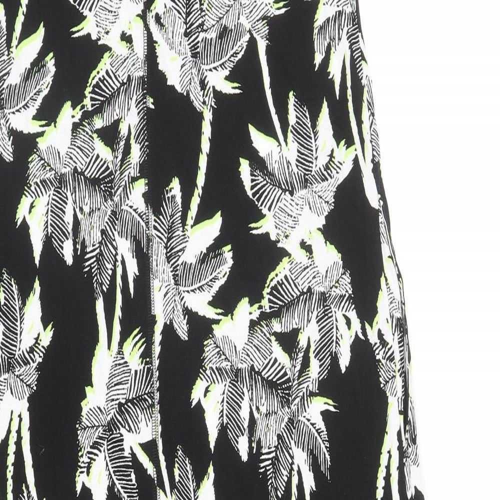 Marks & Spencer Womens Black Floral Cotton A-Line Size 8 Round Neck Pullover