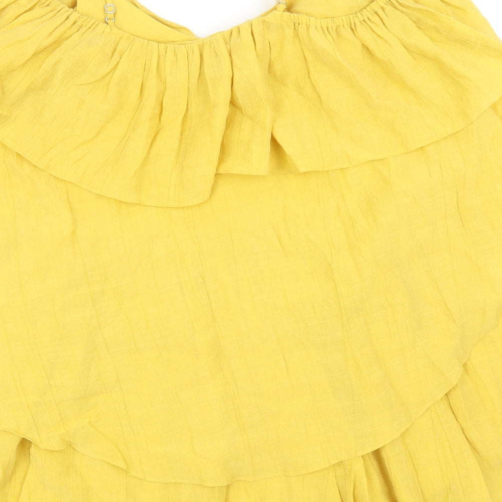 H&M Womens Yellow Lyocell Mini Size 8 Off the Shoulder Pullover