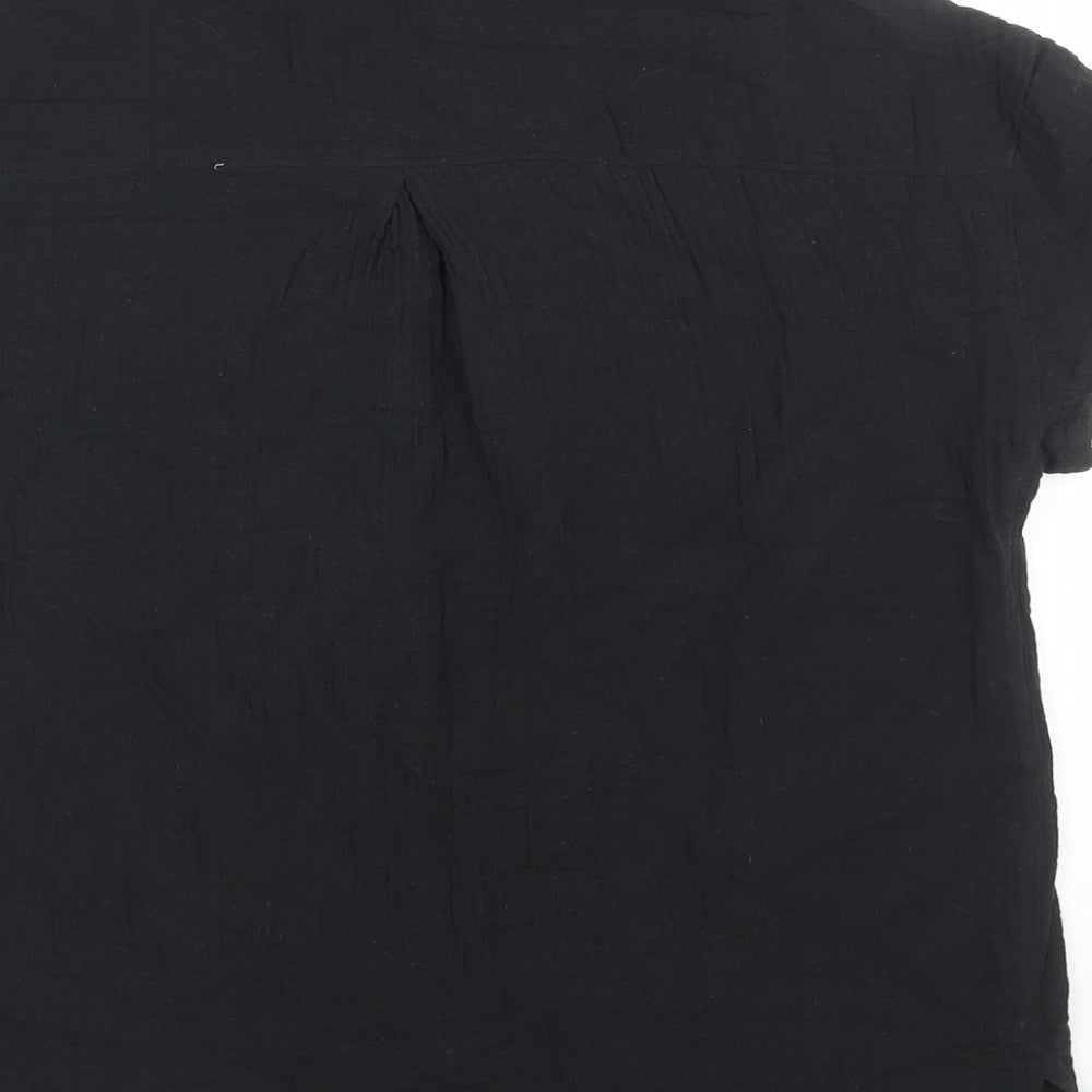 Matalan Womens Black Cotton Basic Button-Up Size 10 Collared