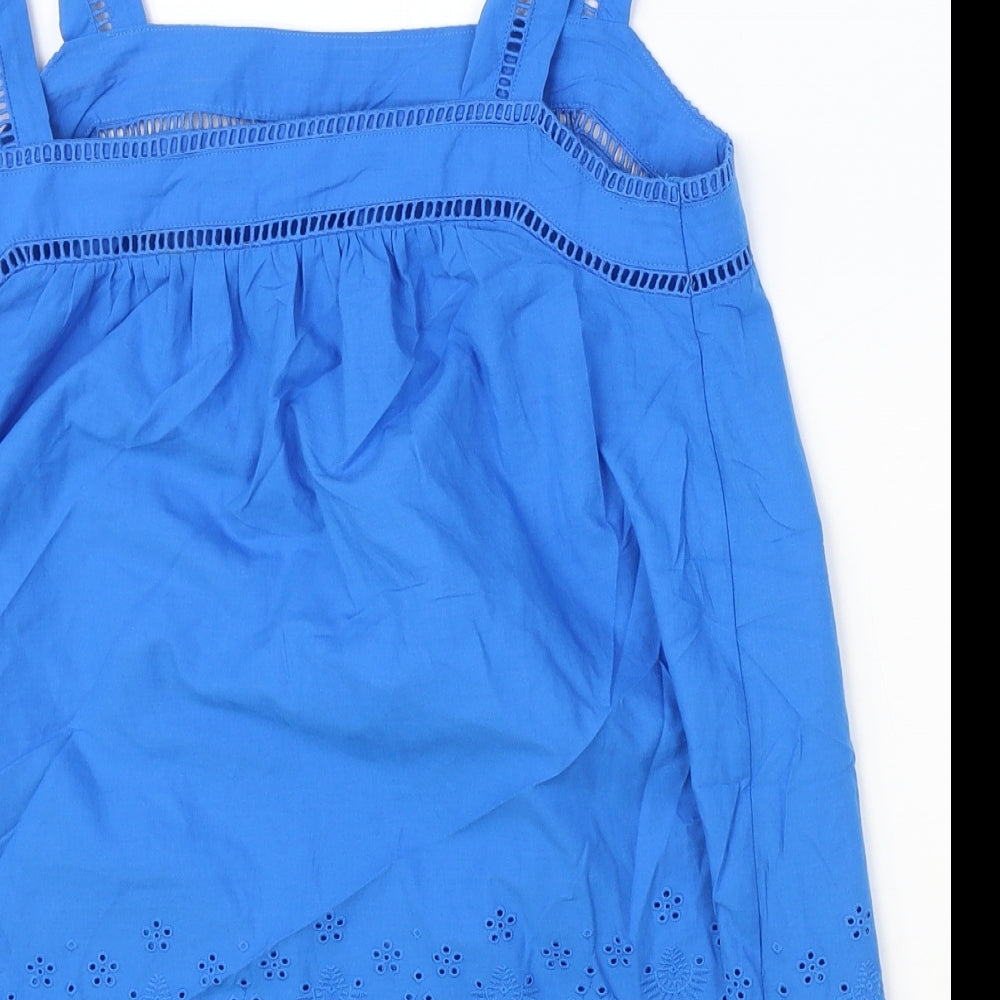 Marks & Spencer Womens Blue 100% Cotton Basic Tank Size 6 Square Neck
