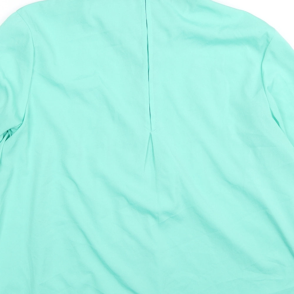 Yessica Womens Green Polyester Basic Button-Up Size 10 Collared