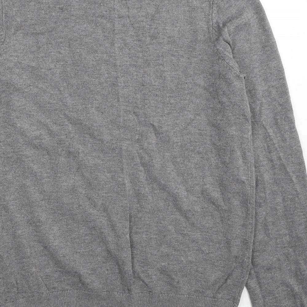 H&M Womens Grey Round Neck Viscose Pullover Jumper Size S