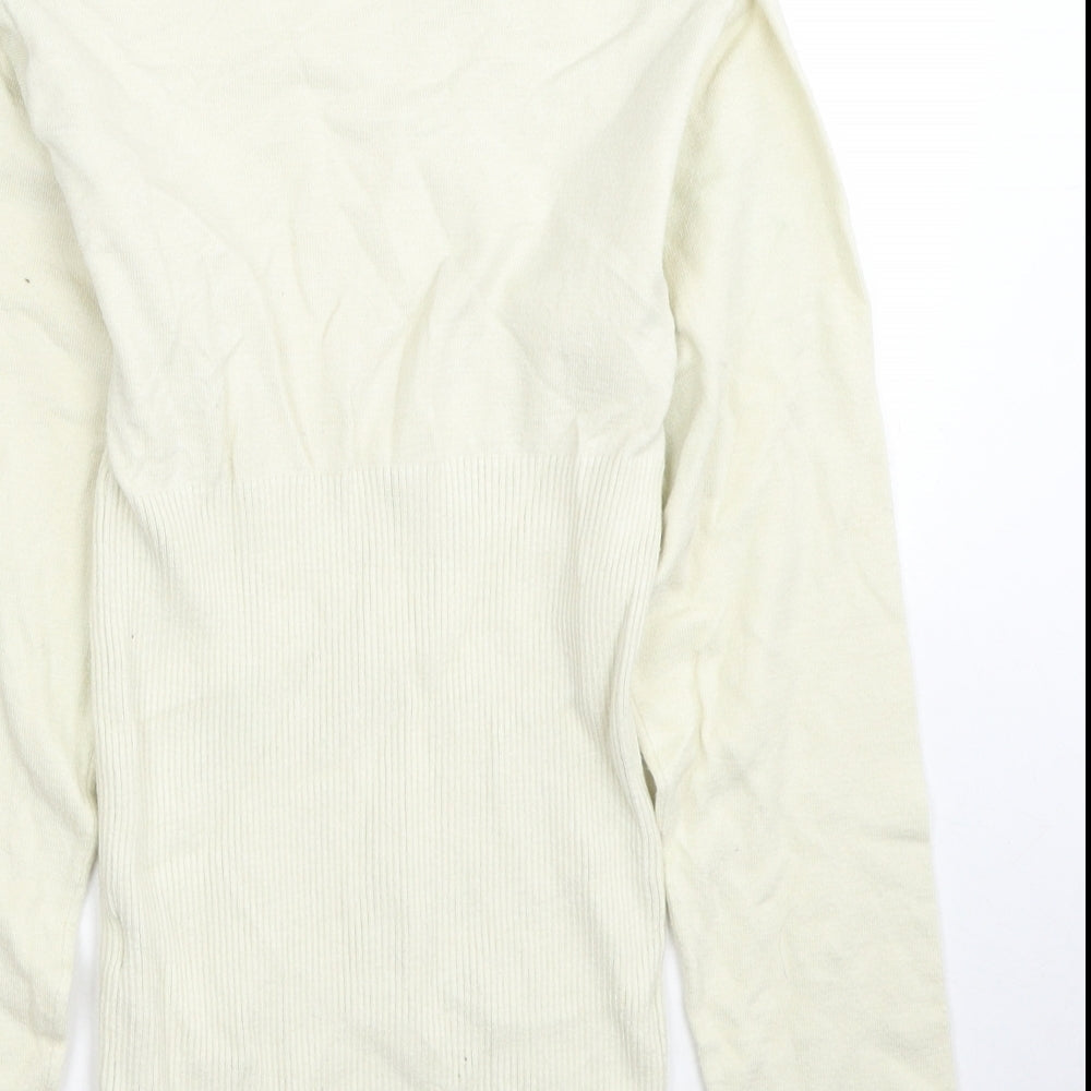 Missguided Womens Ivory High Neck Viscose Pullover Jumper Size 10 - Size 10-12