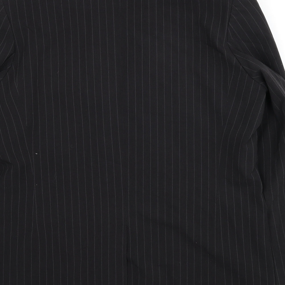 Butler & Webb Mens Black Striped Polyester Jacket Blazer Size 44