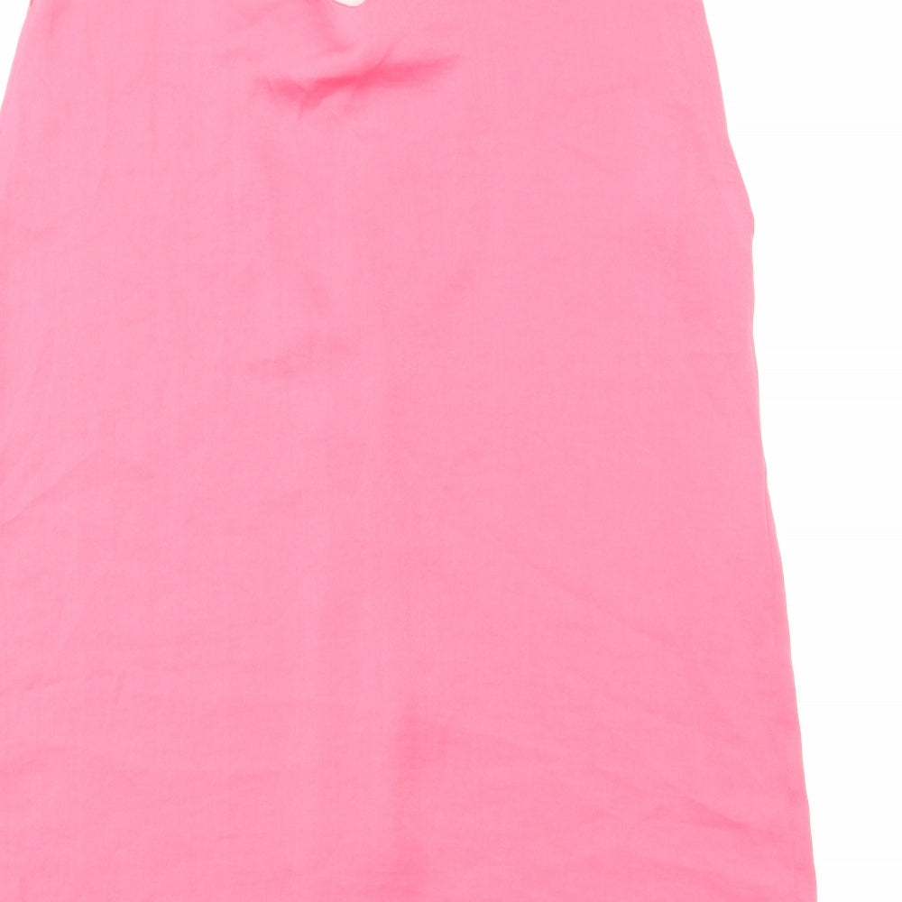Marks & Spencer Womens Pink Polyester Basic Blouse Size 6 V-Neck