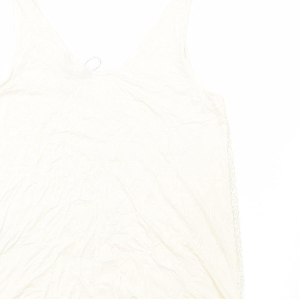 Marks & Spencer Womens Ivory Polyester Basic Tank Size 12 V-Neck