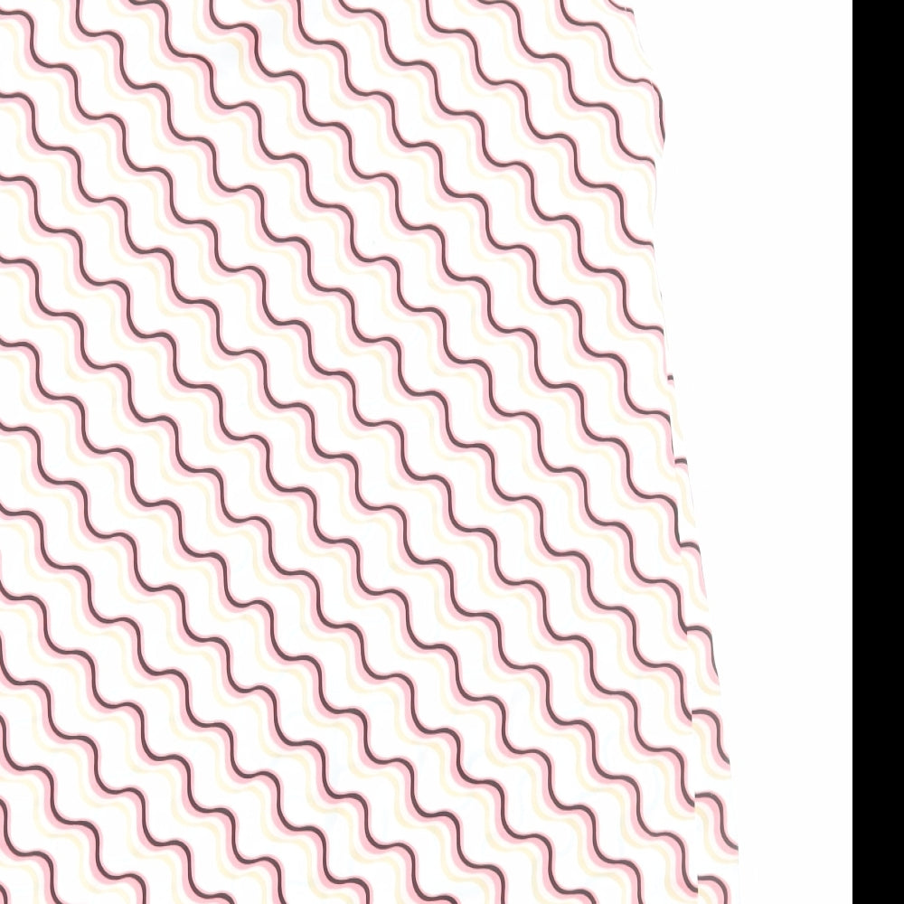 Marks & Spencer Womens Pink Geometric Polyester Basic Blouse Size 6 V-Neck