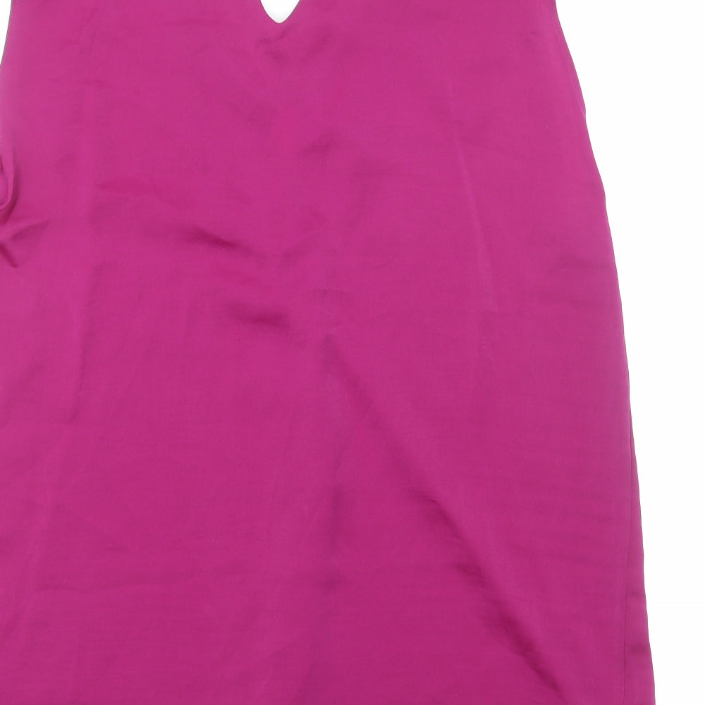 Marks & Spencer Womens Purple Polyester Basic Blouse Size 10 V-Neck