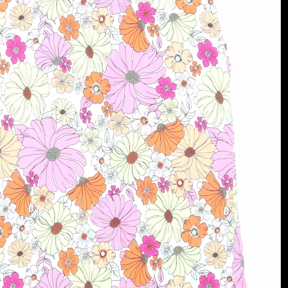 Marks & Spencer Womens Multicoloured Floral Polyester Basic Blouse Size 8 V-Neck