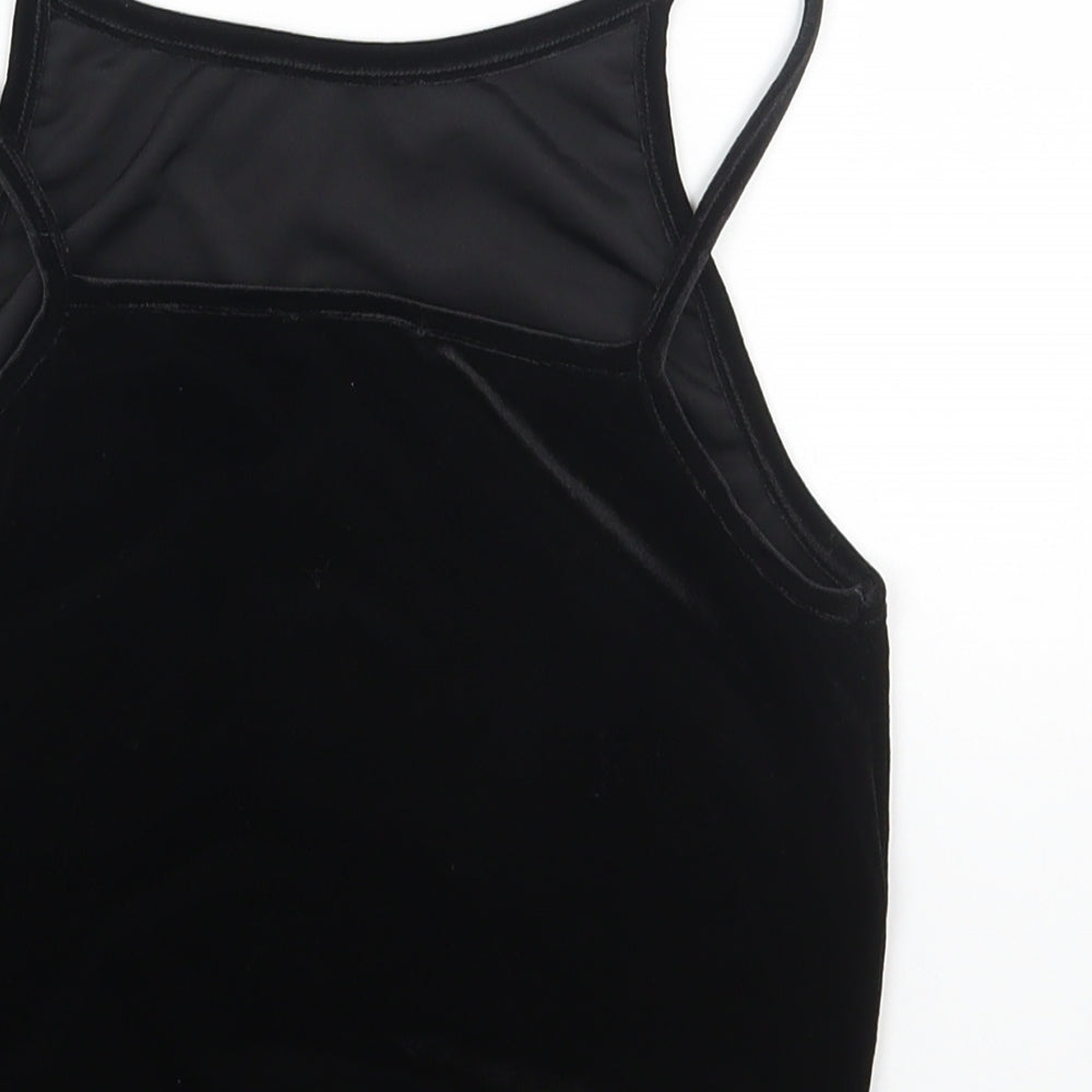 Preworn Womens Black Polyester Cropped Tank Size S Scoop Neck