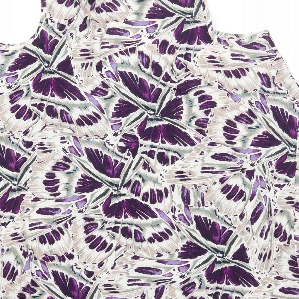 Dorothy Perkins Womens Purple Geometric Viscose Basic Tank Size 12 Scoop Neck