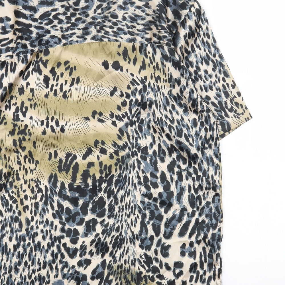 ANOTHER INFLUENCE Womens Beige Geometric Polyester Basic Button-Up Size S Collared