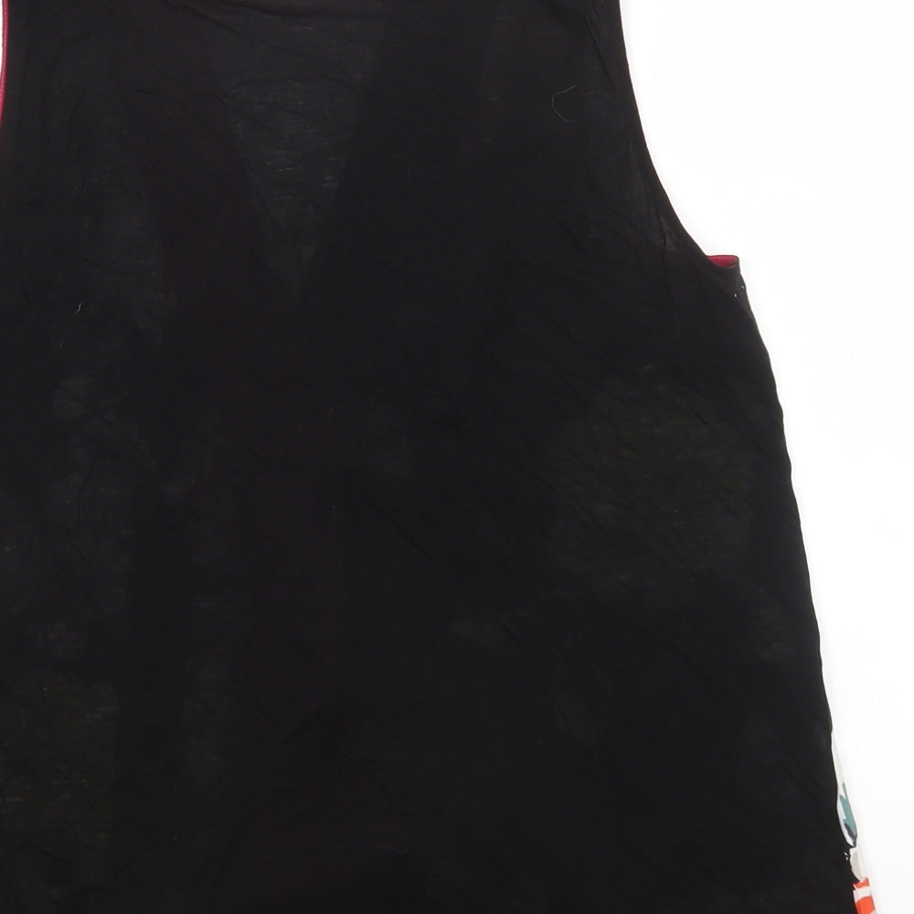 French Connection Womens Black Geometric Polyester Basic Blouse Size S V-Neck
