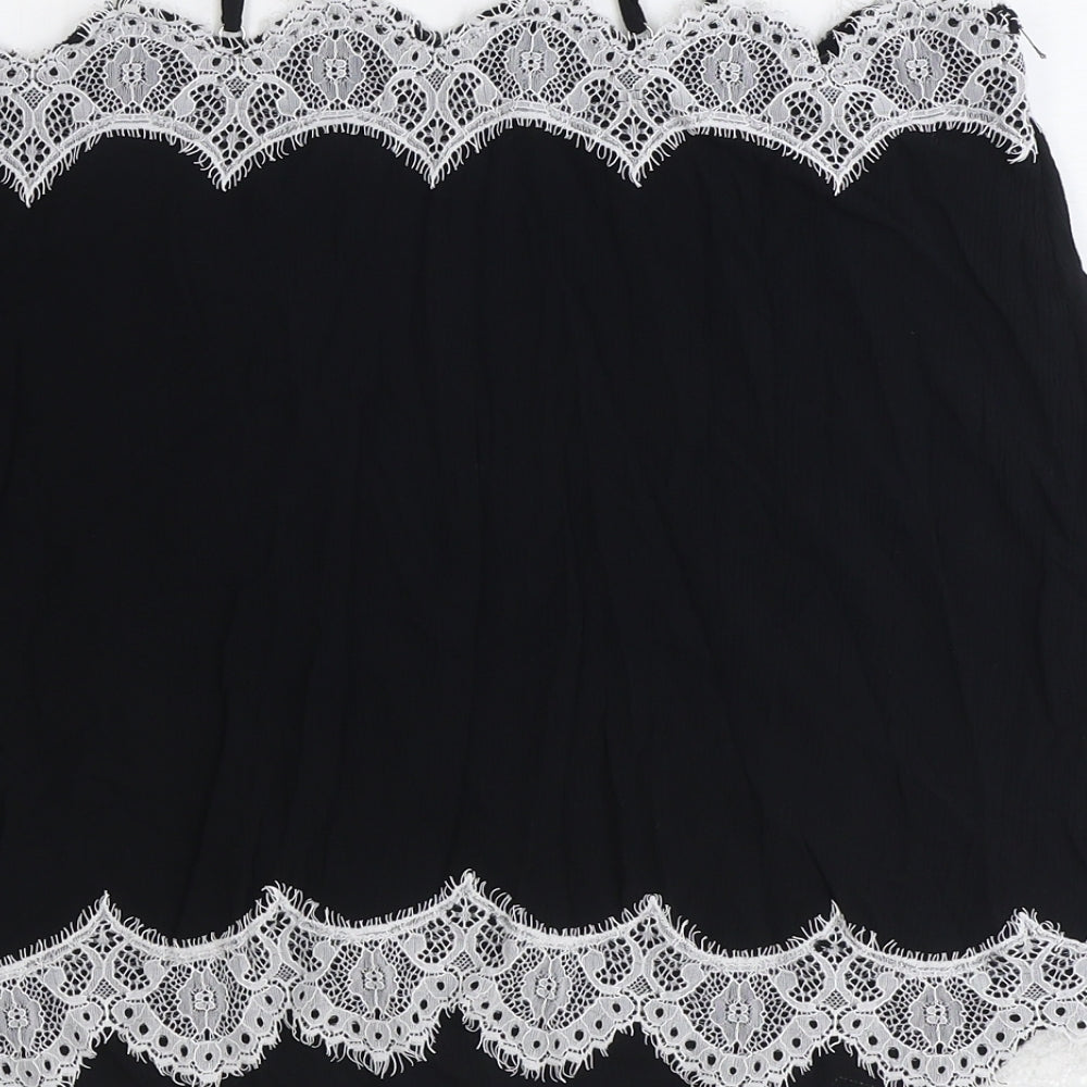Marks & Spencer Womens Black Polyamide Basic Blouse Size 14 Square Neck