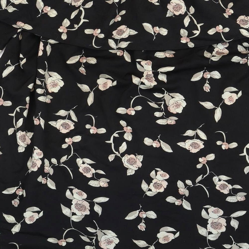 Glamorous Womens Black Floral Polyester Shift Size S Off the Shoulder Pullover