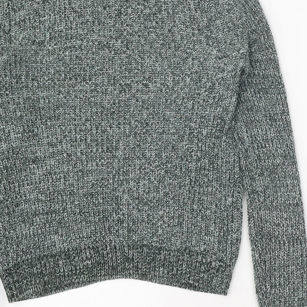 H&M Womens Green Round Neck Acrylic Pullover Jumper Size S