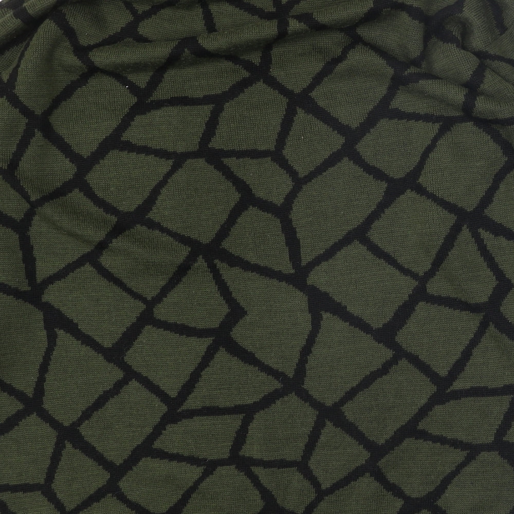 Debenhams Womens Green Mock Neck Geometric Acrylic Pullover Jumper Size S