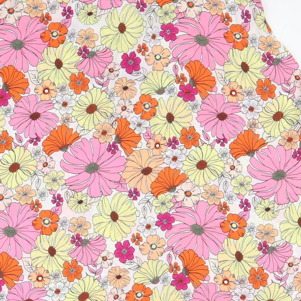 Marks & Spencer Womens Multicoloured Floral Polyester Basic Tank Size 10 V-Neck