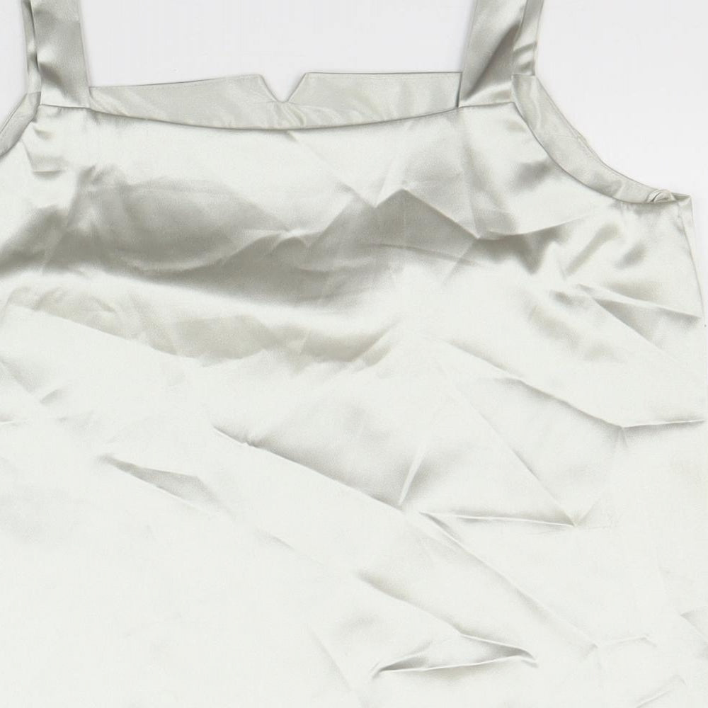 Roman Originals Womens Silver Polyester Basic Tank Size 14 Square Neck