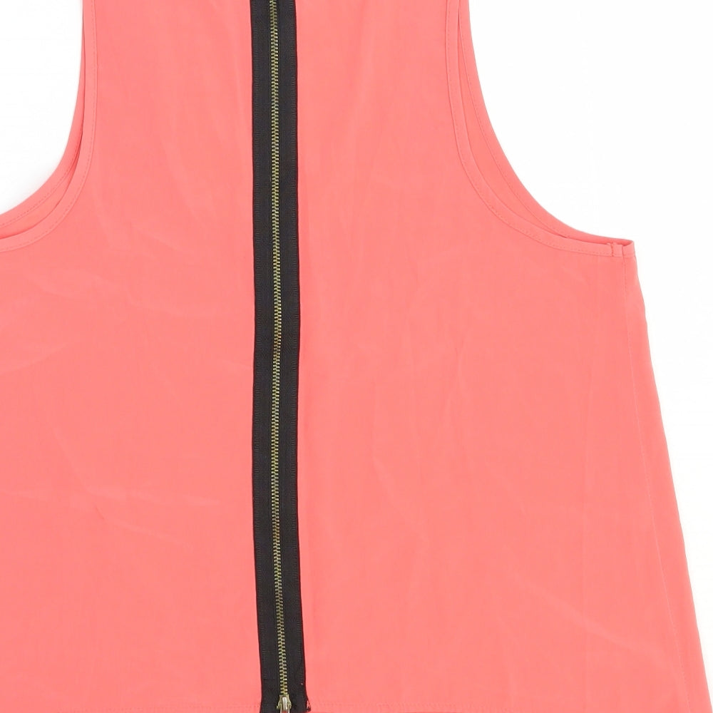 Topshop Womens Pink Polyester Basic Tank Size 10 Scoop Neck
