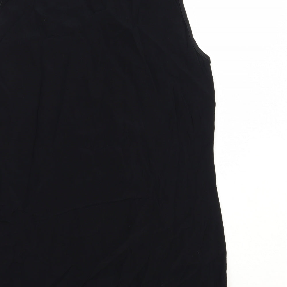 BHS Womens Black Viscose Basic Tank Size 16 Round Neck