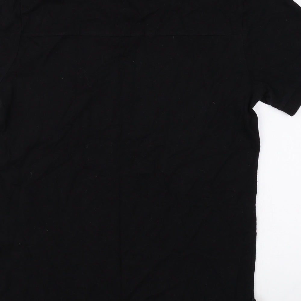 5 MAG Mens Black Cotton Polo Size M Collared Button