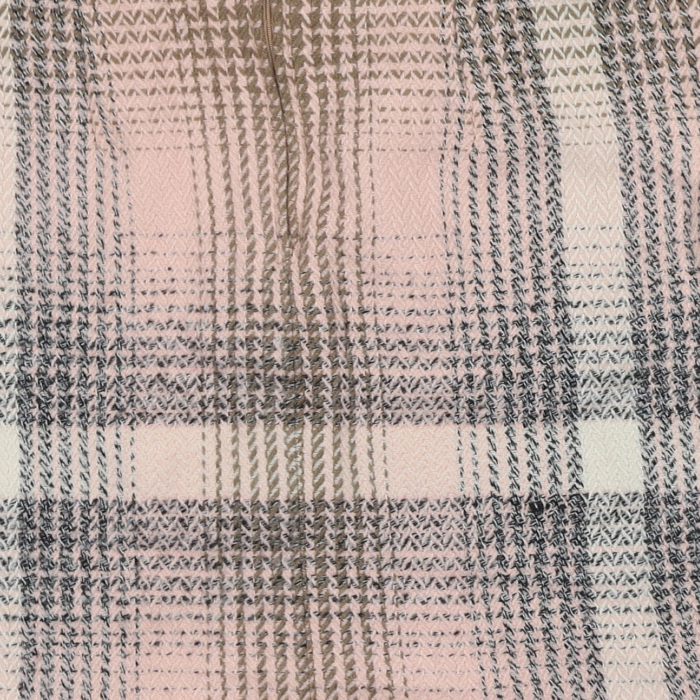 Preworn Womens Pink Check Cotton Mini Skirt Size 34 in Zip