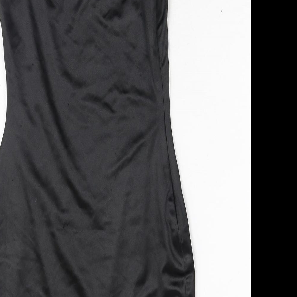 Meshki Womens Black Polyester Bodycon Size S Round Neck Zip