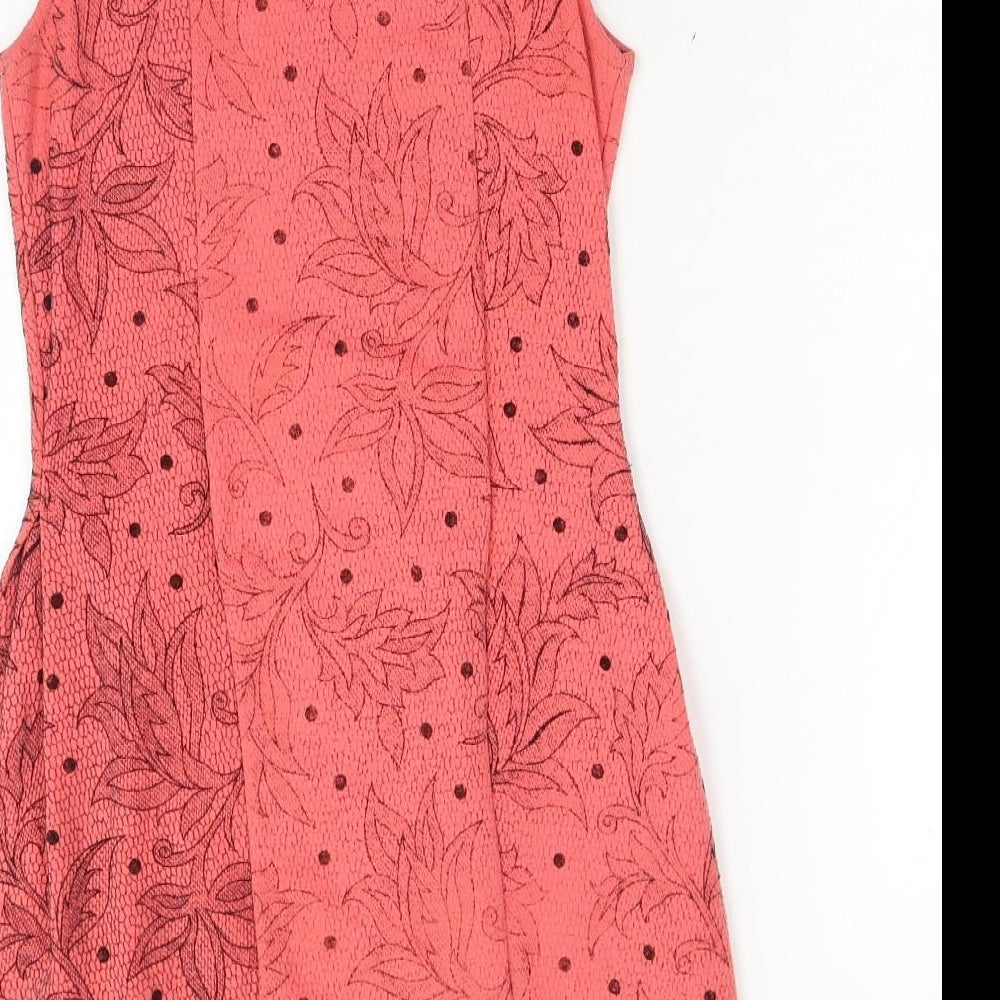 QED London Womens Pink Floral Polyester Sheath Size S Boat Neck Pullover