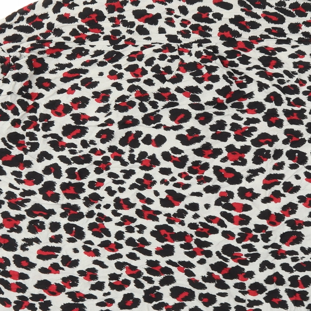 Zara Womens Grey Animal Print Viscose Basic Button-Up Size M Collared - Leopard Print