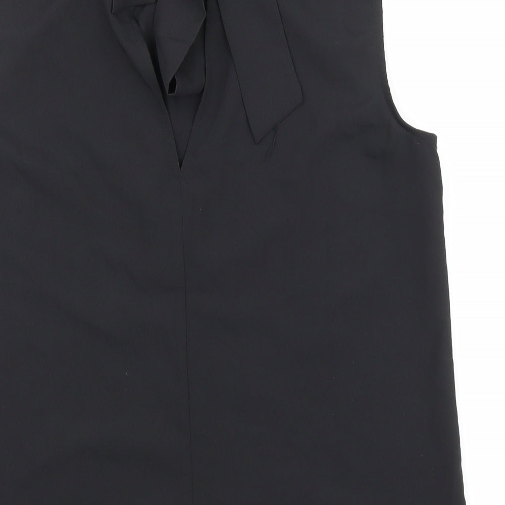 H&M Womens Black Polyester Basic Blouse Size S Mock Neck
