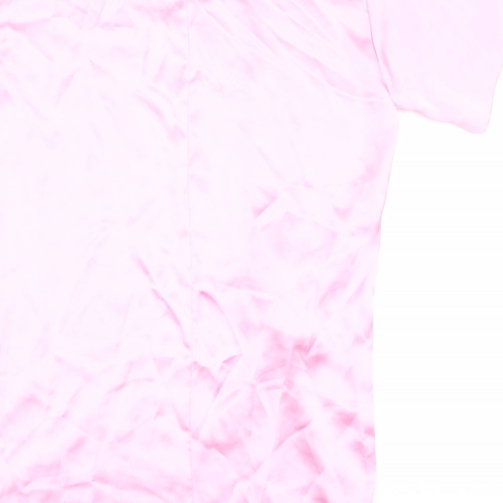 Zara Womens Pink Polyester T-Shirt Dress Size L Crew Neck Pullover - Twist Detail