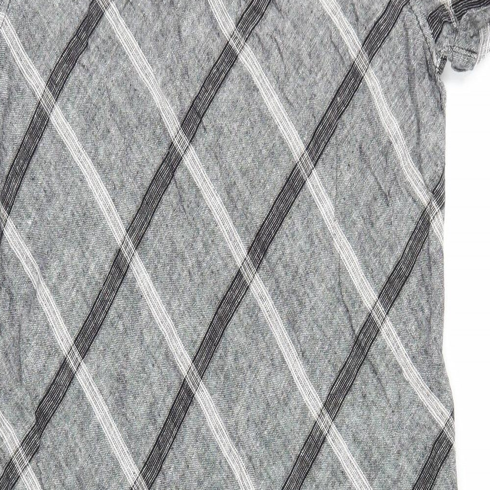Preworn Womens Grey Geometric Polyester Shift Size 10 V-Neck Pullover
