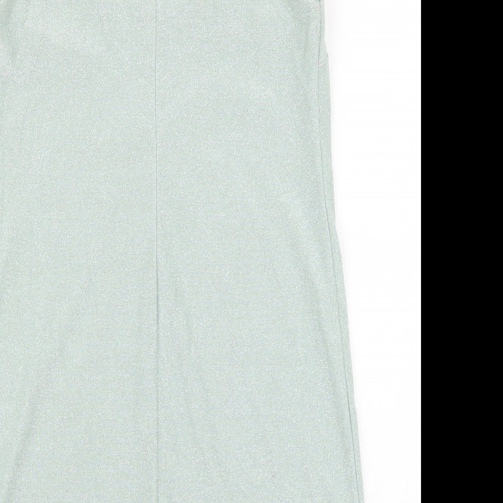 Topshop Womens Green Polyester Shift Size 8 Round Neck Zip
