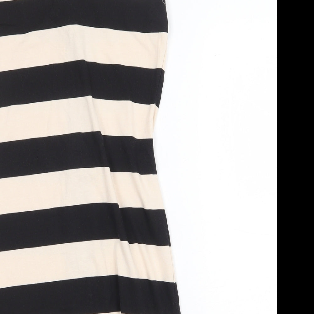 H&M Womens Multicoloured Striped Cotton Basic Blouse Size 8 Scoop Neck
