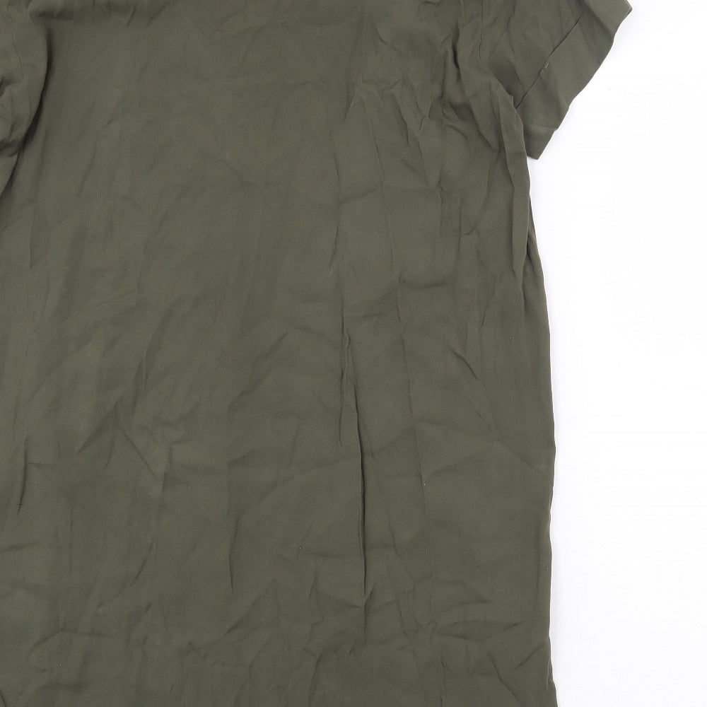 H&M Womens Green Viscose Shift Size 10 V-Neck Pullover
