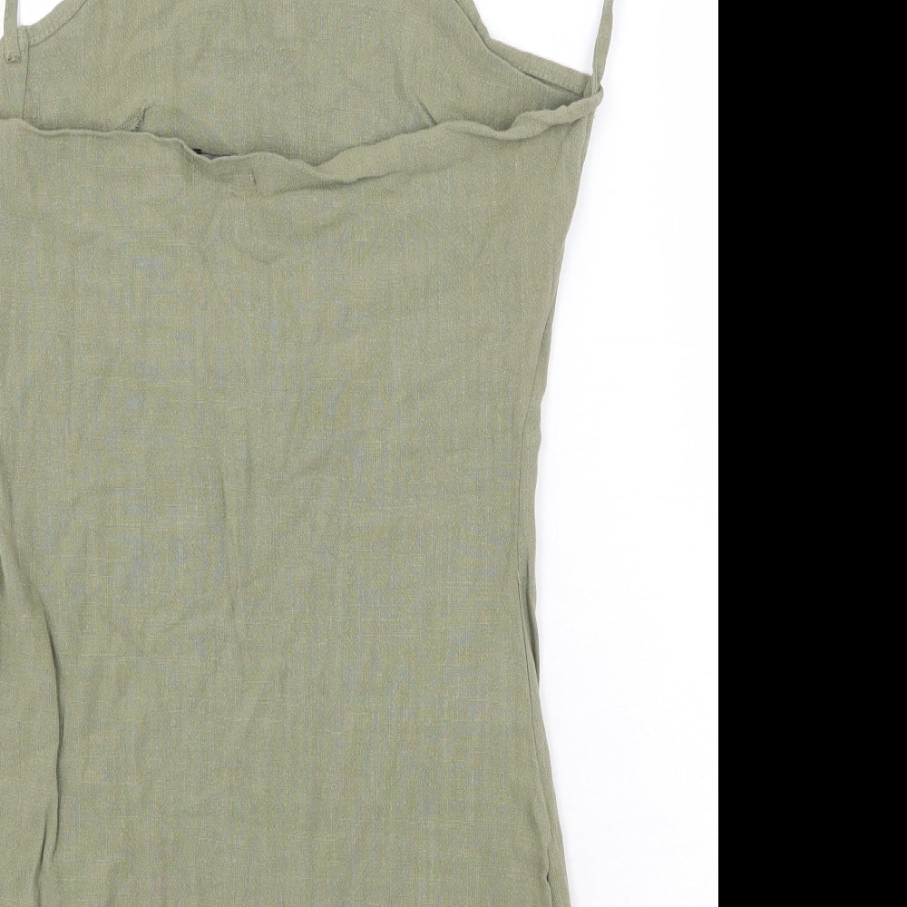 PRETTYLITTLETHING Womens Green Viscose Mini Size 6 Halter Pullover