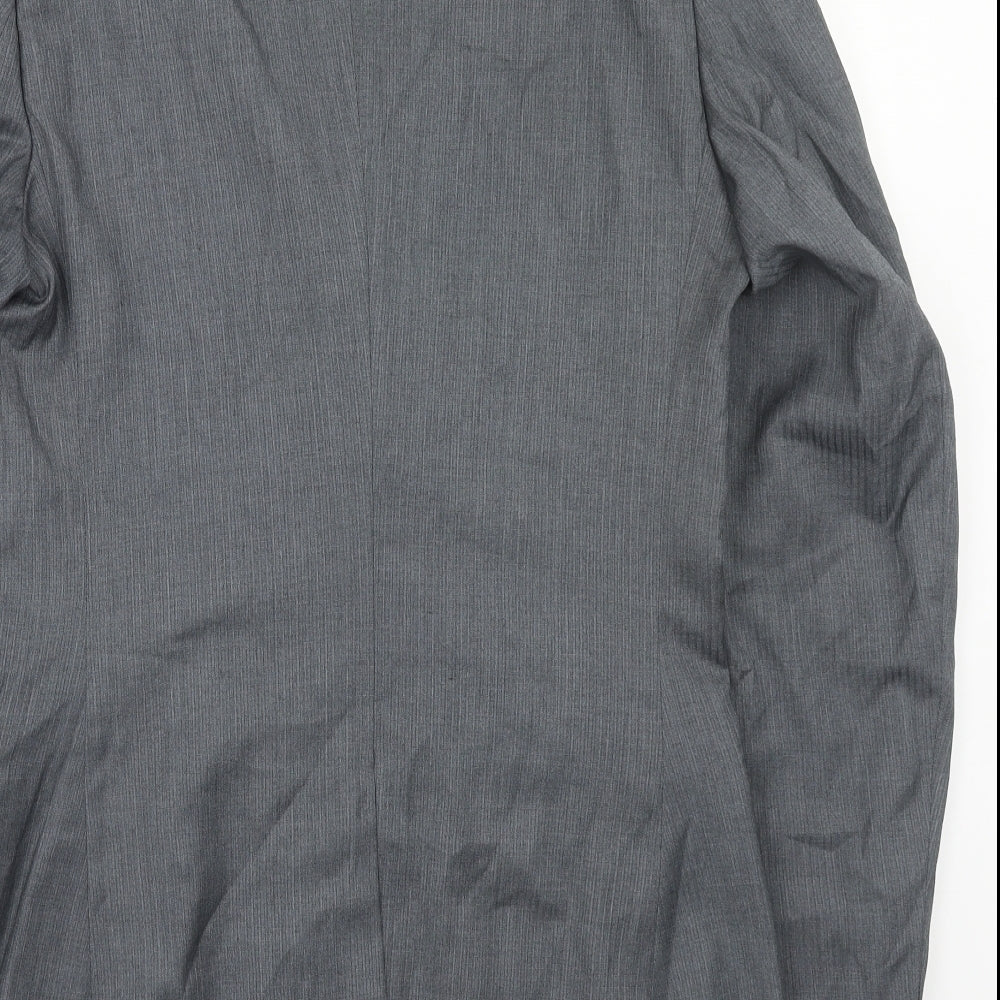 Preworn Mens Grey Polyester Jacket Blazer Size 36