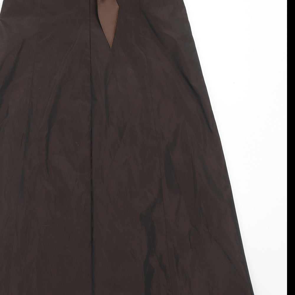Zara Womens Brown Polyester A-Line Size M Square Neck Zip