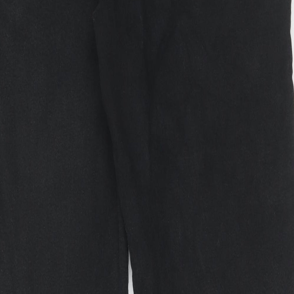 Moose Womens Black Cotton Dress Pants Trousers Size 14 Regular Button