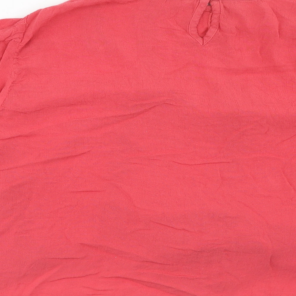 Monsoon Womens Pink Viscose Cropped T-Shirt Size 22 Round Neck
