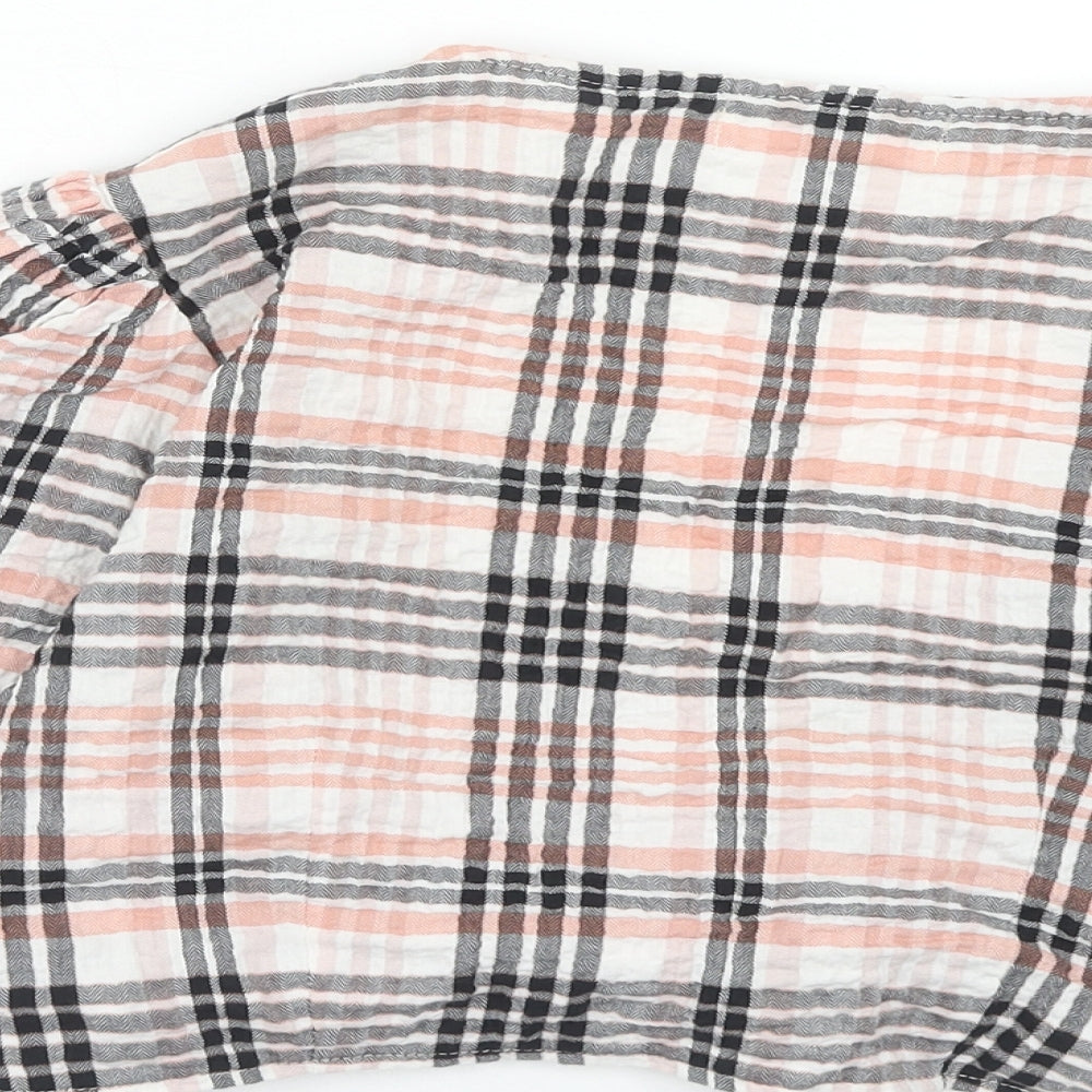 Urban Outfitters Womens Pink Plaid Cotton Cropped Blouse Size S V-Neck